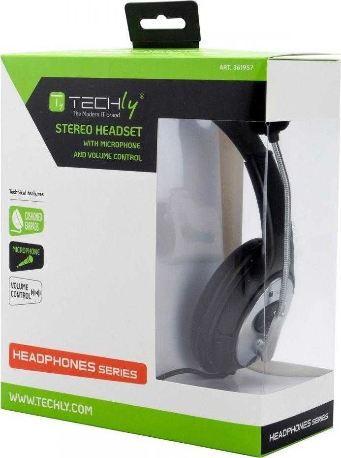 Ausinės TECHLY Stereo Headphone su mikrofonu ir Volume Control