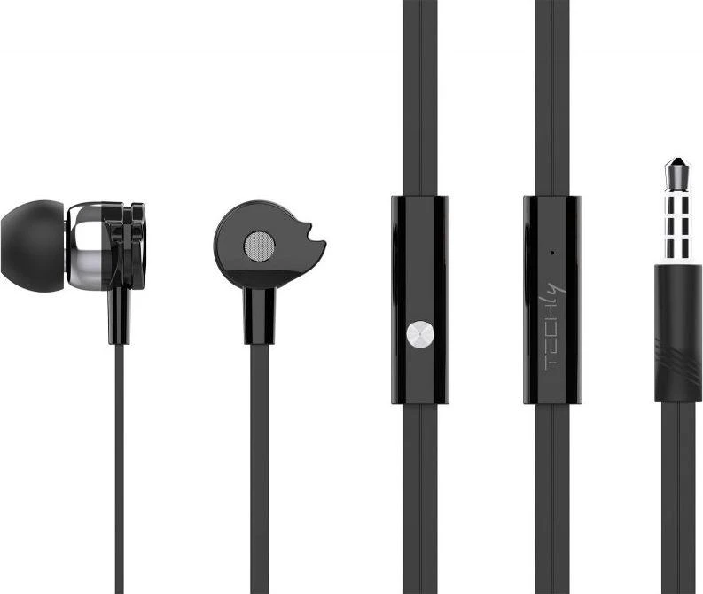 Ausinės TECHLY Stereo Earphones In-Ear su mikrofonu Juodas