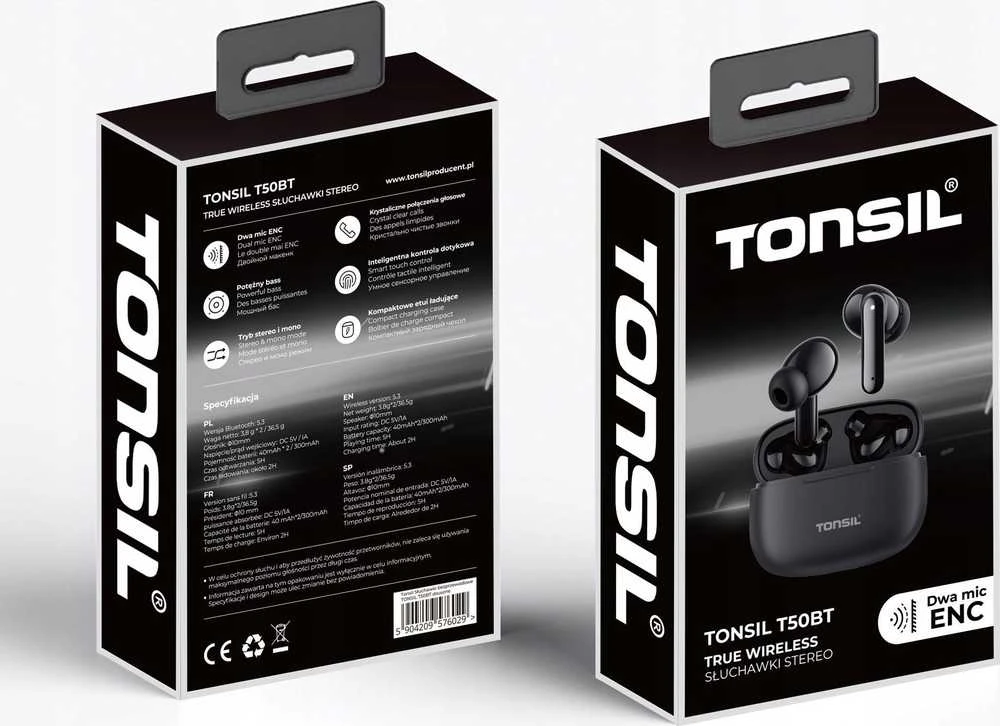 Ausinės Tonsil T50BT juoda