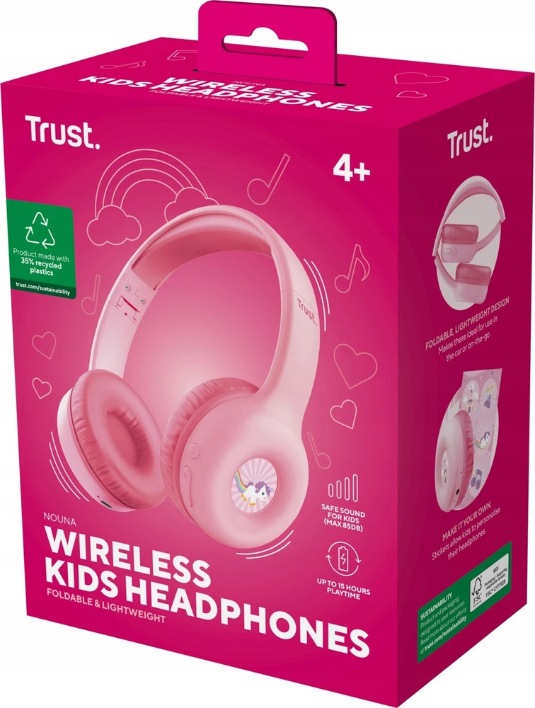 Trust Nouna Ausinės su laidu & Belaidės su lankeliu ant galvos Calls/Music USB Type-C Bluetooth Rožinė