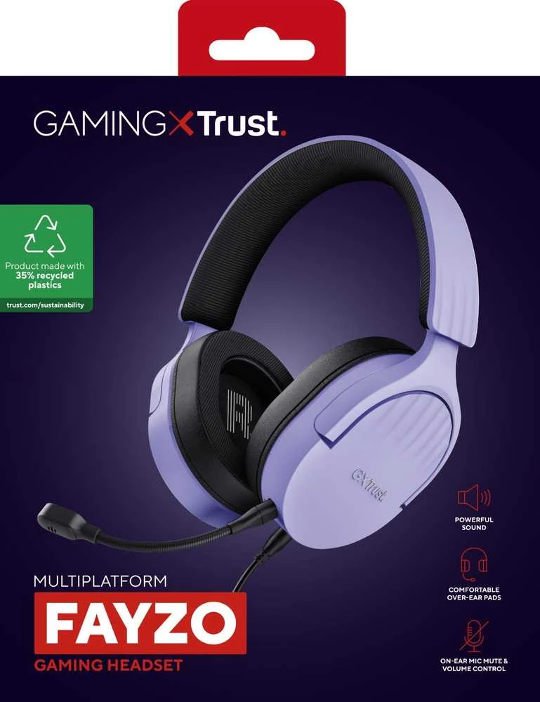 Trust GXT 489P FAYZO Daugiaplatformės žaidimų ausinės (violetinės)