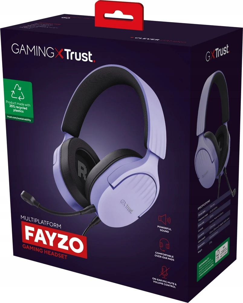 Trust GXT 489P FAYZO Daugiaplatformės žaidimų ausinės (violetinės)