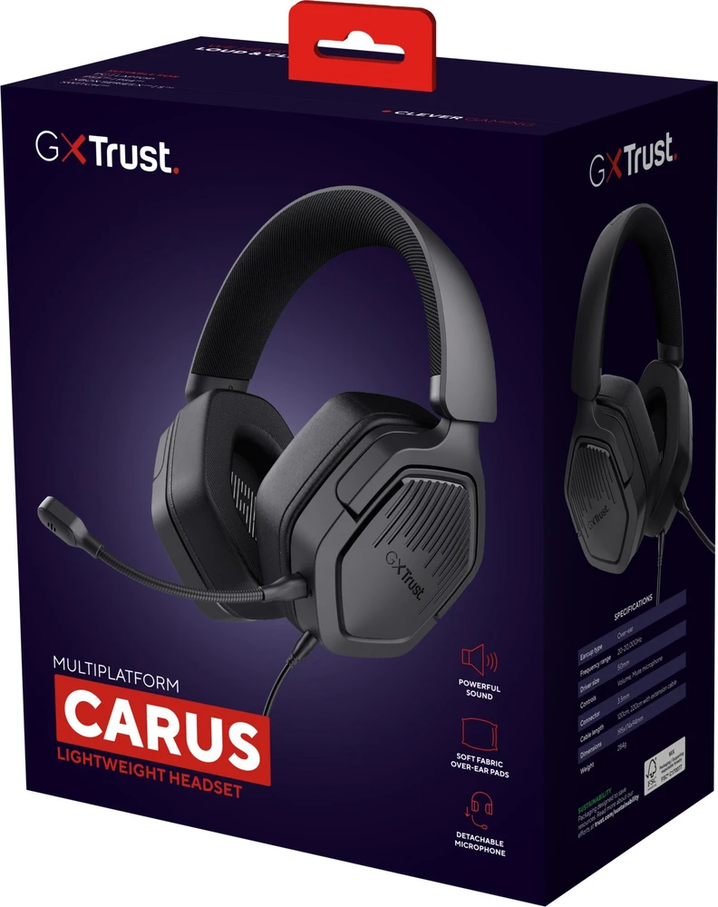 Trust GXT 492 Carus laidinės daugiaplatformės ausinės (juodos)