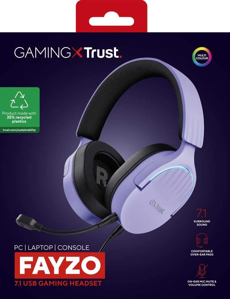 Trust GXT490P Fayzo 7.1 USB Ausinės Violetinė