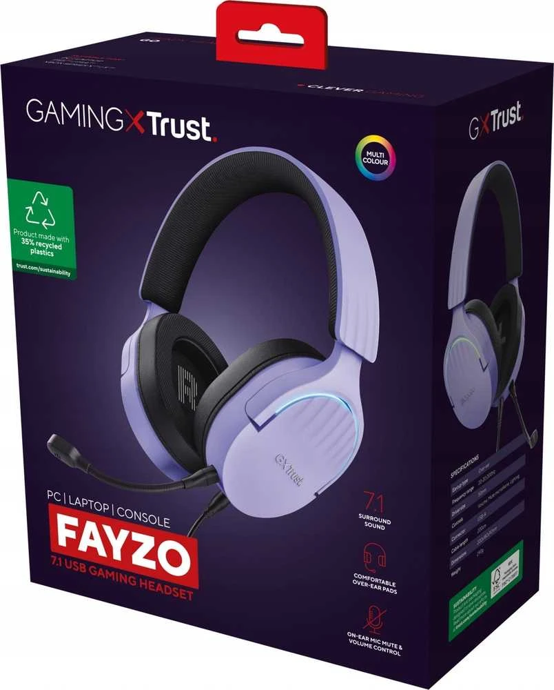Trust GXT490P Fayzo 7.1 USB Ausinės Violetinė