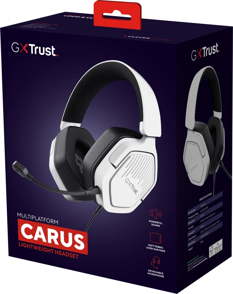 Trust GXT 492W Carus laidinės daugiaplatformės ausinės (baltos)