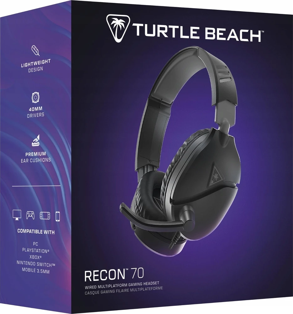 Turtle Beach Recon 70 (juodos) laidinės ausinės | 3.5mm |PC,PS5,PS4