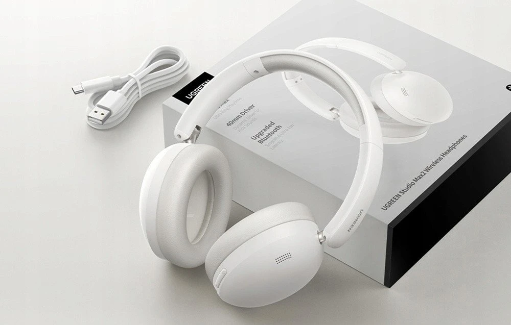 Ugreen Studio Max2 baltos ausinės su priedais