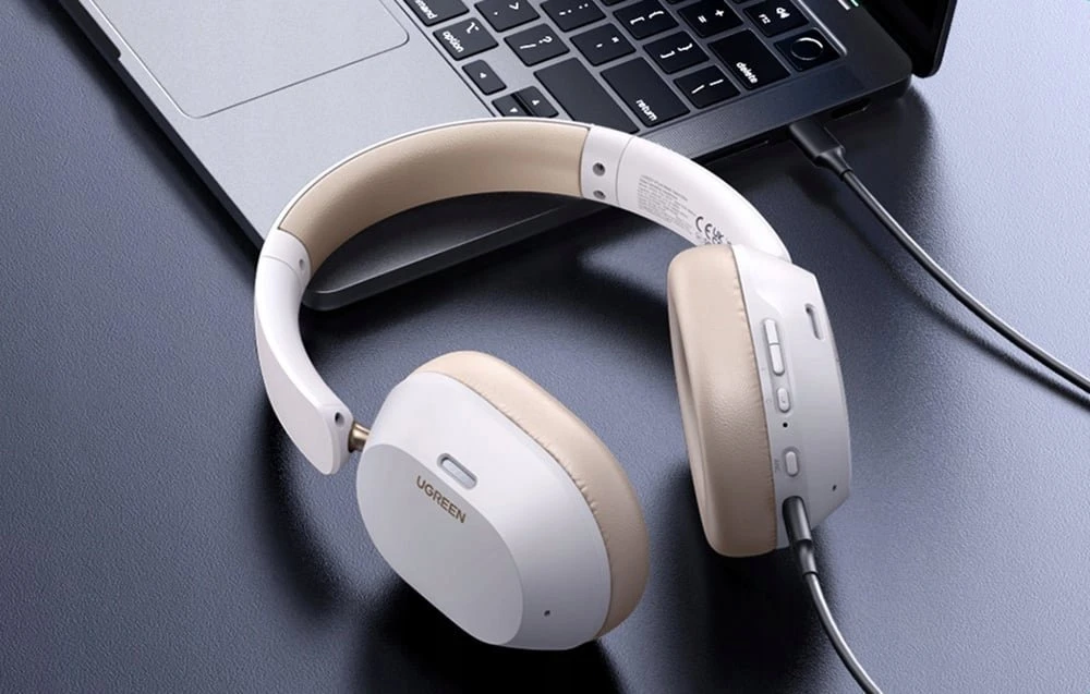 Ausinės belaidės Ugreen HiTune Max 5C, Hybrid ANC, Bluetooth 5.4 (balta)