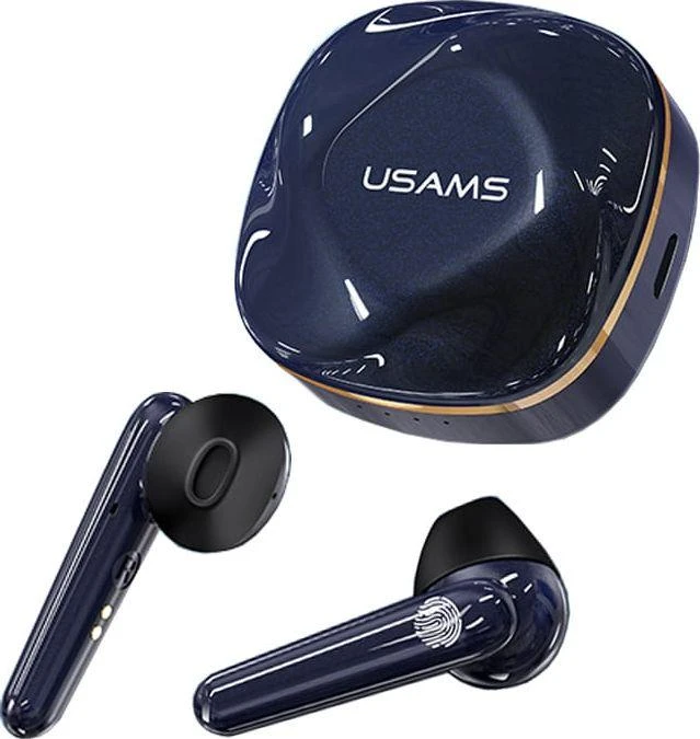 USAMS Belaidės Bluetooth ausinės 5.0 TWS SD series mėlynos spalvos BHUSD02