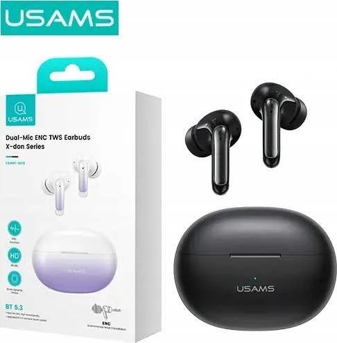 USAMS Bluetooth 5.3 TWS X-don Series ENC belaidės ausinės juodos spalvos BHUENCXD01 (US-XD19)
