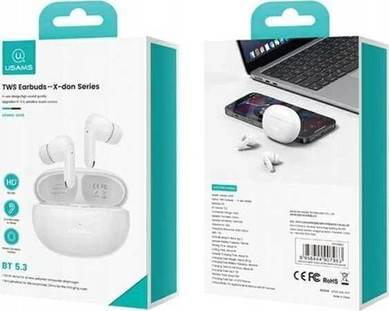 USAMS Bluetooth 5.3 Ausinės TWSX-Don Series Dual mic ENC belaidės juodos spalvos BHUXD01