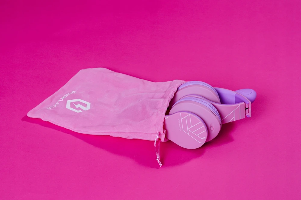 Ausinės vaikams su katės ausytėmis PowerLocus BT P2 Kids Cat Ears, violetinės spalvos