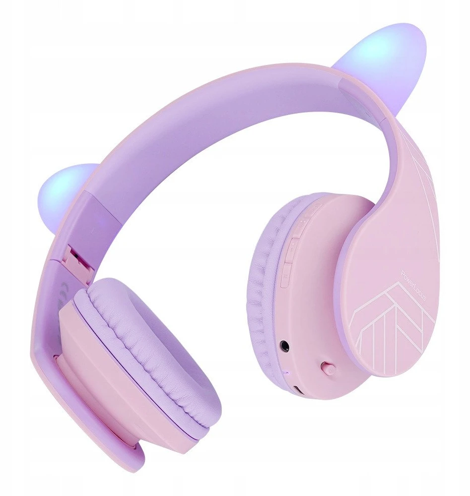 Ausinės vaikams su katės ausytėmis PowerLocus BT P2 Kids Cat Ears, violetinės spalvos