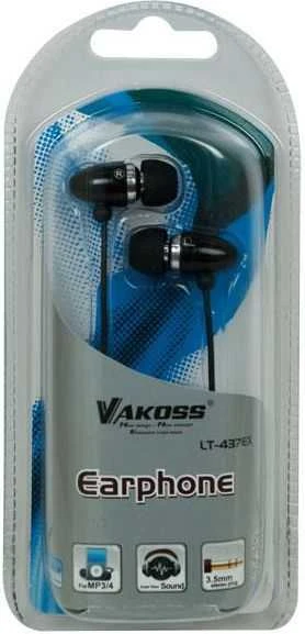 Į ausis įkišamos ausinės Vakoss LT-437EX, Juodos