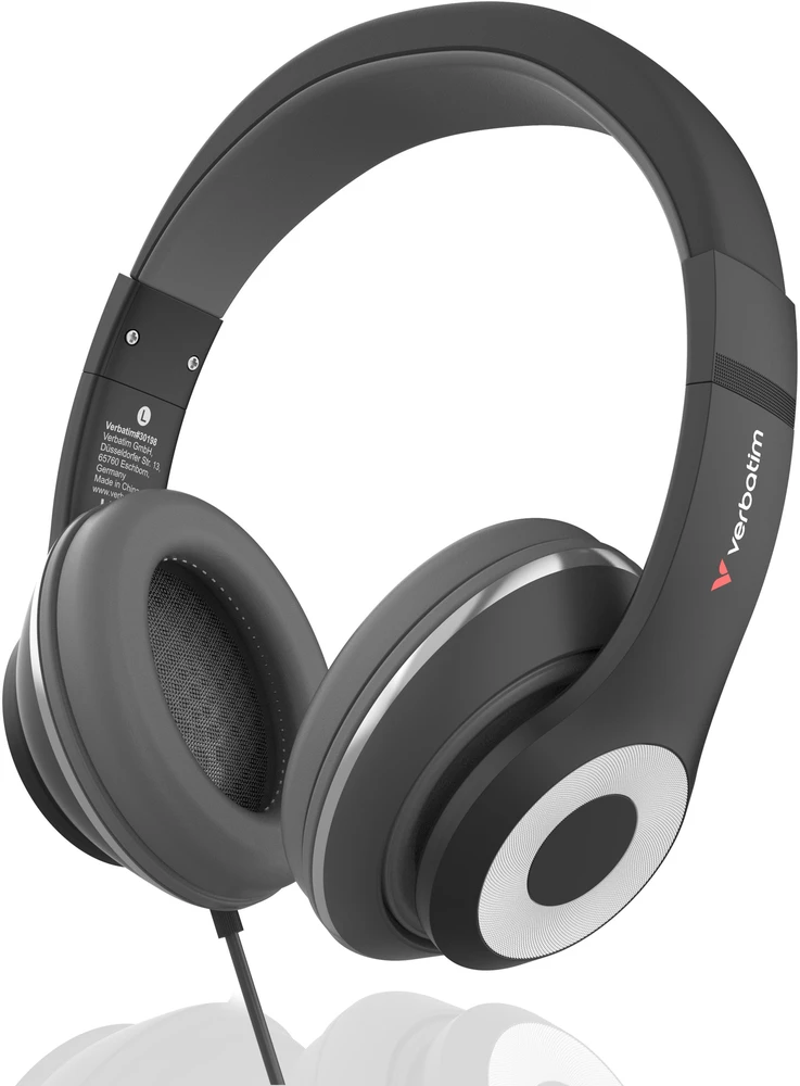 Verbatim TruSound ausinės su mikrofonu, przewodowa, juoda, kištukas ir play typ USB-C