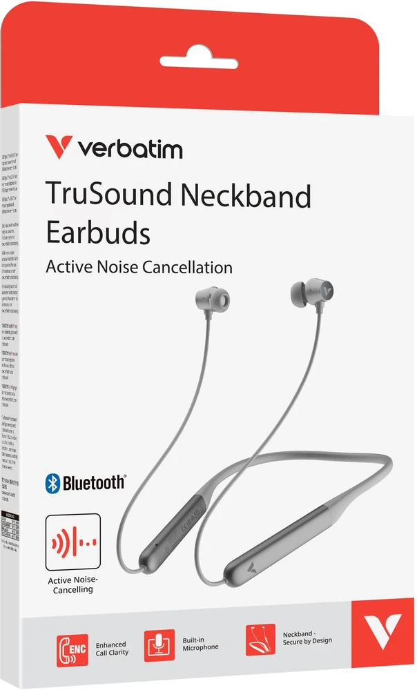 Verbatim TruSound ANC Ausinės with Neckband pilkos spalvos 30206