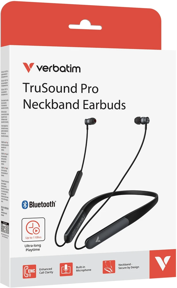 Ausinės with Neckband Verbatim TruSound Pro juodos spalvos 30203
