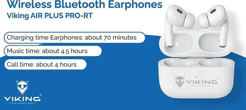 Ausinės Viking bluetooth ausinės su mikrofonu VPRORT, balta