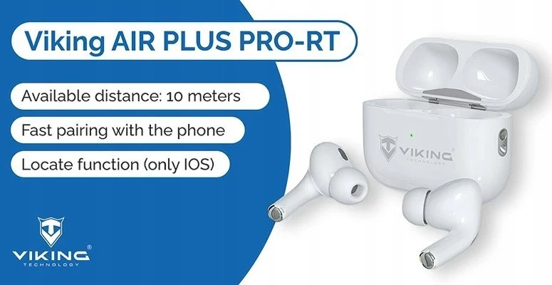Ausinės Viking bluetooth ausinės su mikrofonu VPRORT, balta