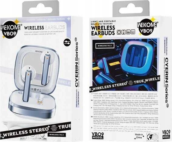 Dėklas WEKOME VB09 Cyerin Series - Bluetooth V5.3 TWS belaidės ausinės su įkrovimo dėklu juodos spalvos