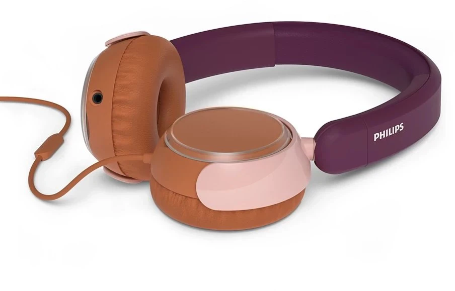 Laidinės vaikiškos ausinės Philips TAK2000MP/00, violetinės ir rudos spalvos