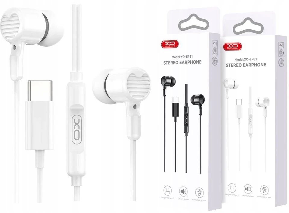 XO laidinės ausinės EP81 USB-C baltos