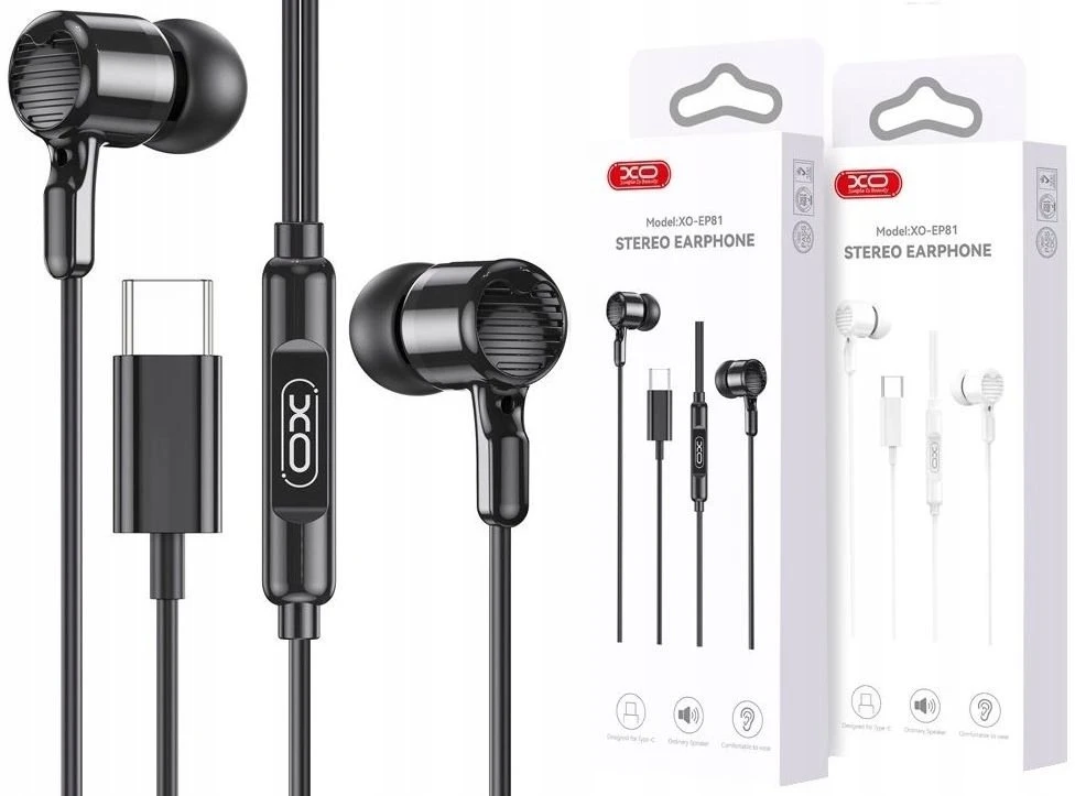 XO laidinės ausinės EP81 USB-C juodos