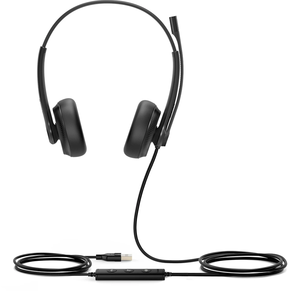 Ausinės Yealink UH34 Dual UC Ausinių rinkinys su laidu su lankeliu ant galvos Biuro/centrum telefoniczne USB Typu-A Juodas