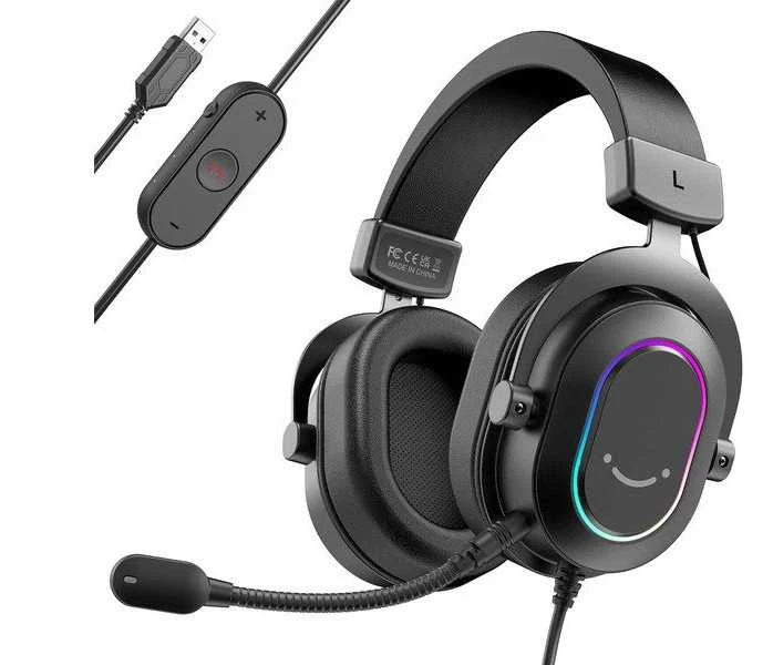 Fifine Microphone FIFINE H6 AmpliGame RGB dźwięk przestrzenny 7.1 ausinės studijinės su lankeliu ant galvos