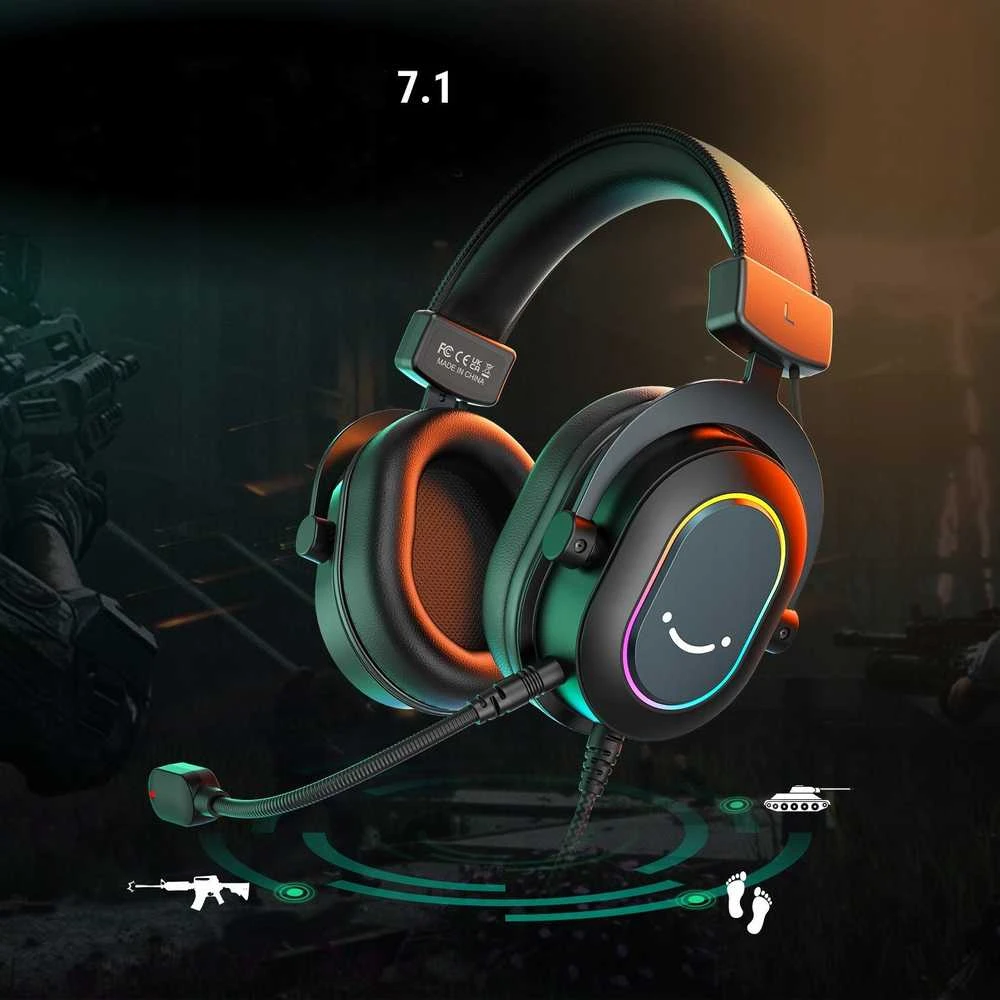 Fifine Microphone FIFINE H6 AmpliGame RGB dźwięk przestrzenny 7.1 ausinės studijinės su lankeliu ant galvos