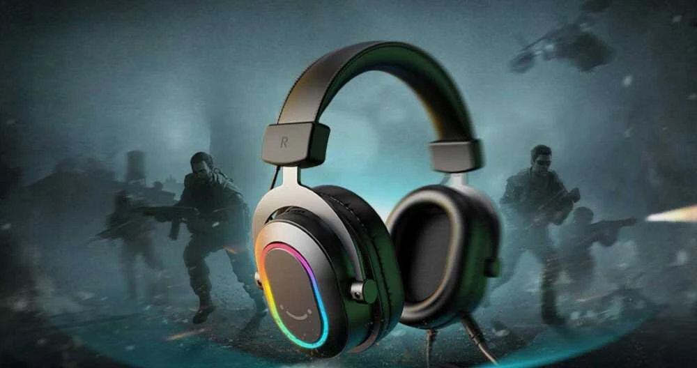 Fifine Microphone FIFINE H6 AmpliGame RGB dźwięk przestrzenny 7.1 ausinės studijinės su lankeliu ant galvos