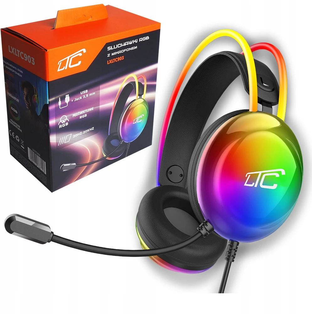 Ausinės LTC žaidimams RGB su mikrofonu (LXLTC903)