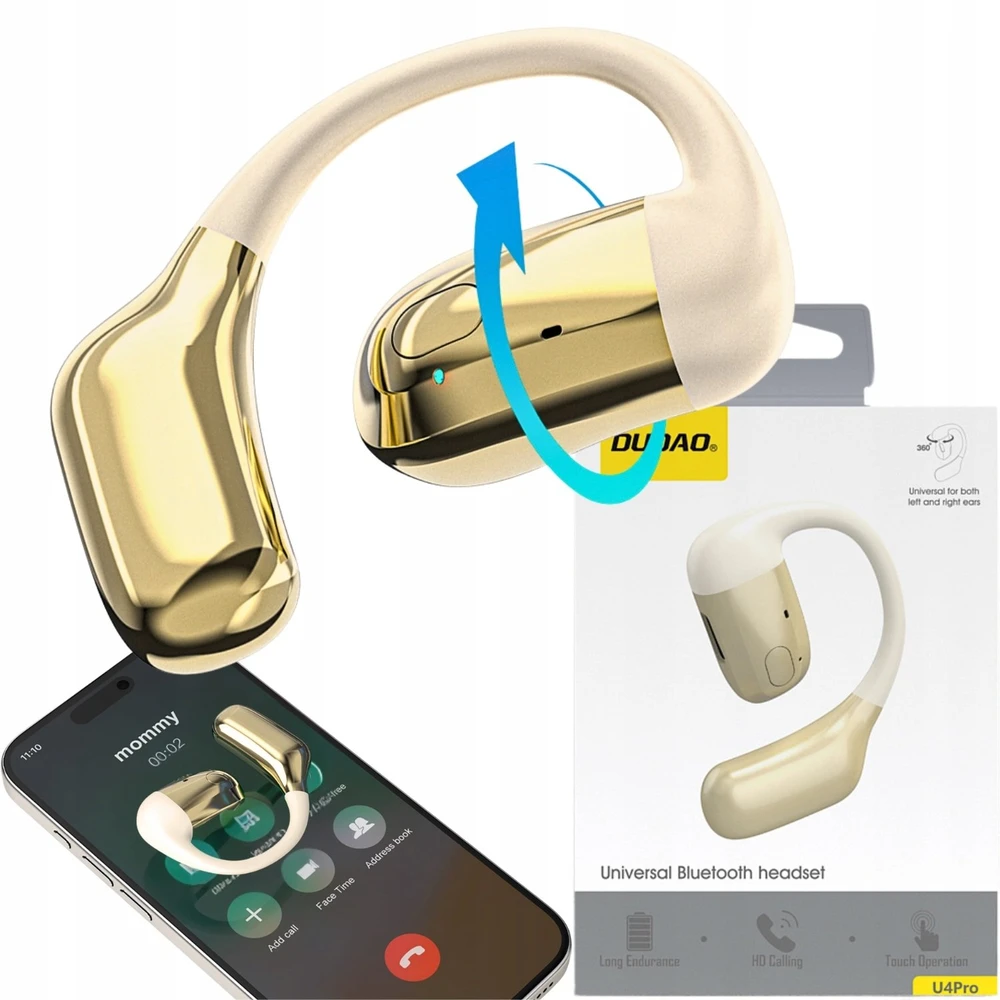 Dudao U4Pro Bluetooth universal ant ausų dedamos ausinės skirta both ears - beige ir auksinis