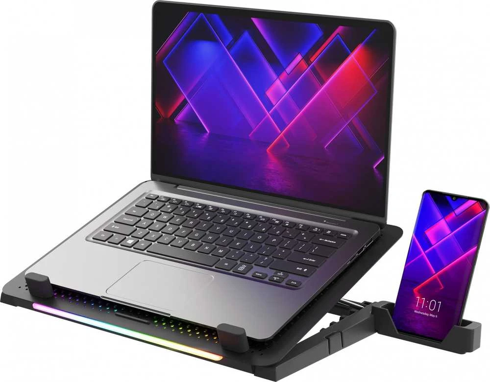 NATEC Genesis nešiojamojo kompiuterio aušinimo padėklas Oxid 450 RGB 15,6"