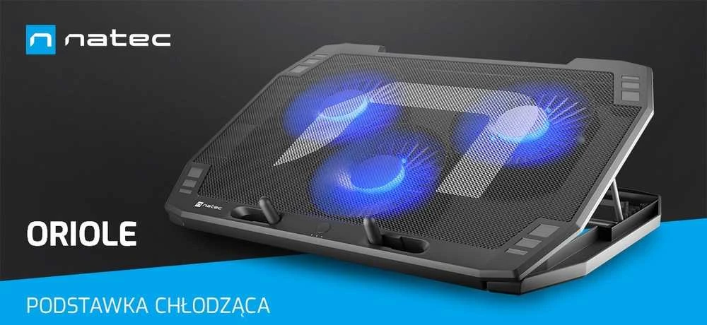 Natec | Nešiojamas kompiuteris Cooling Pad | ORIOLE | 270 x 400 x 25 mm | 740 g | Juodas