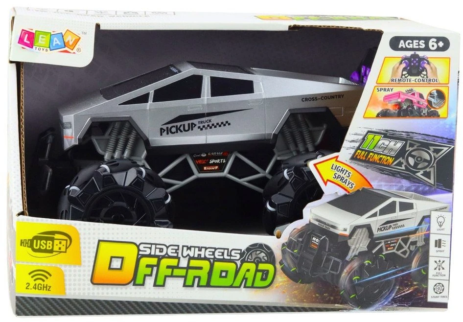 Lean Toys Nuotoliniu būdu valdomas sidabrinis pikapas 1:16