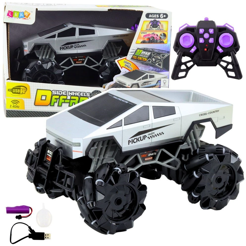 Lean Toys Nuotoliniu būdu valdomas sidabrinis pikapas 1:16