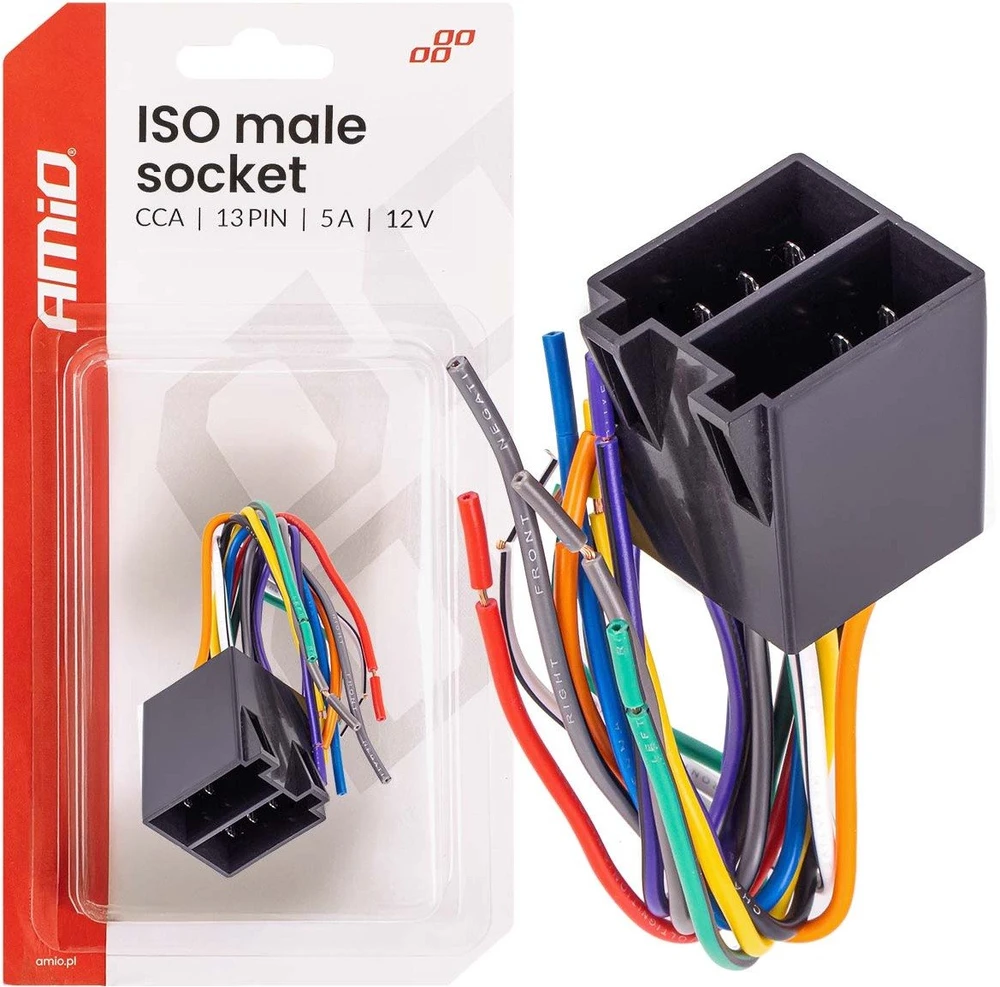 Integruota ISO CCA 13 PIN vyriška jungtis, 5A, 12V, AMIO-04445