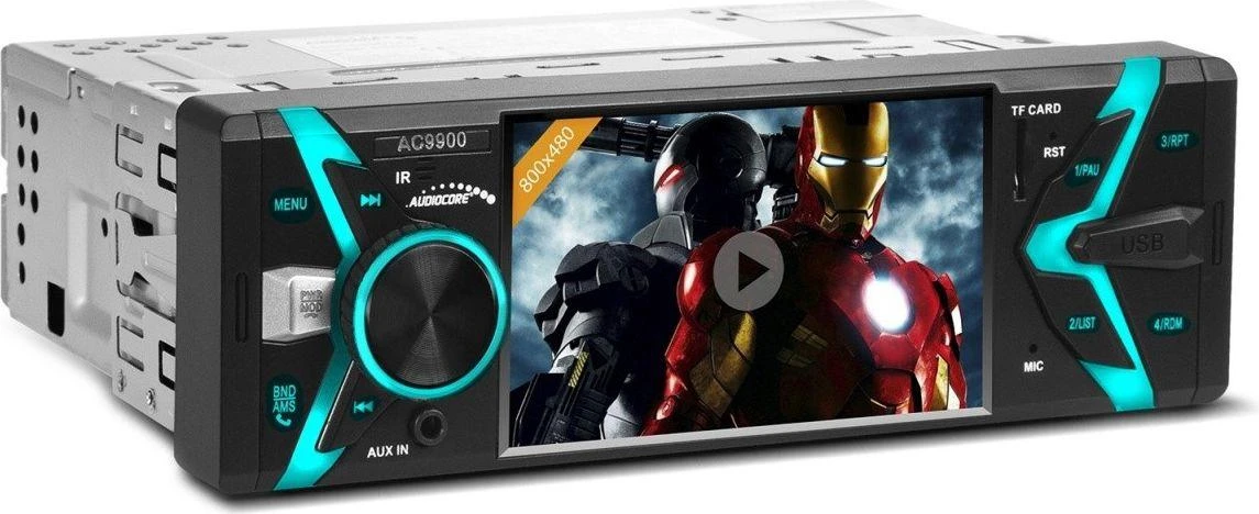 Automagnetola Nešiojamas stereofoninis automobilis AUDIOCORE AC9900 (USB, USB + AUX, USB + AUX + SD kortelės)