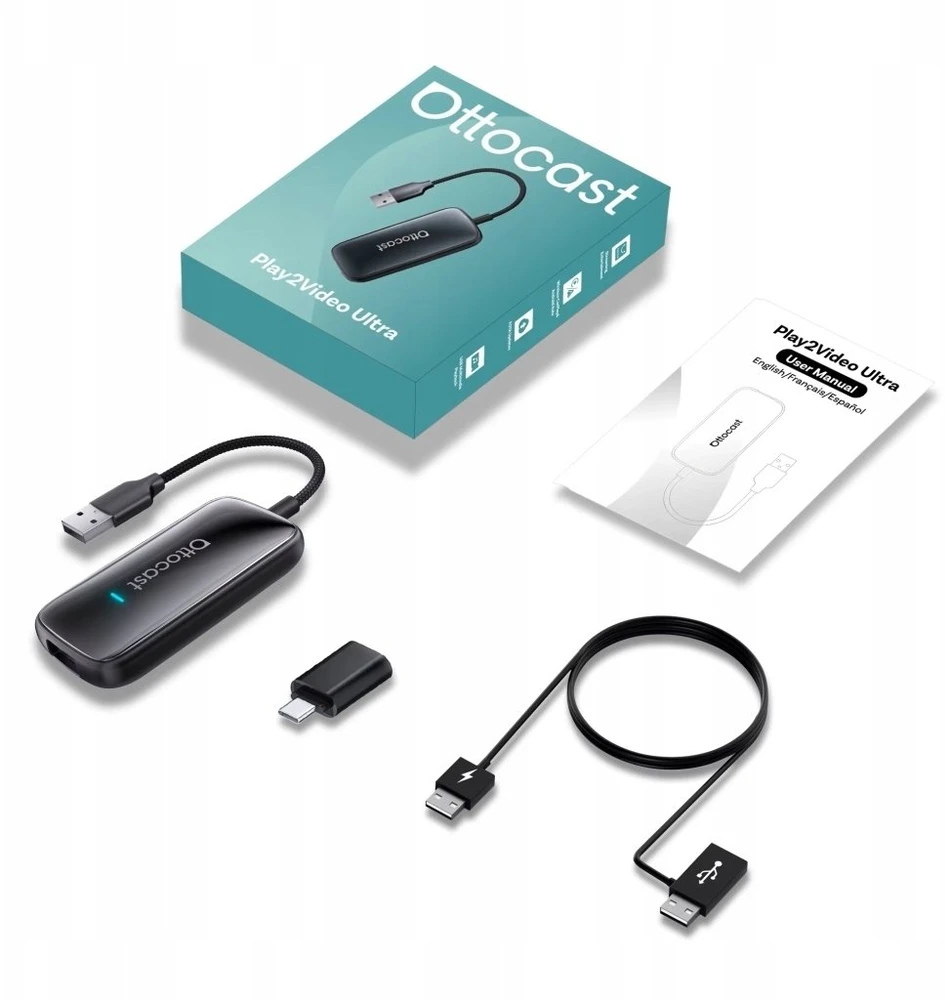 „Ottocast Play2Video Plus Carplay“ / „Android Auto“ belaidis adapteris