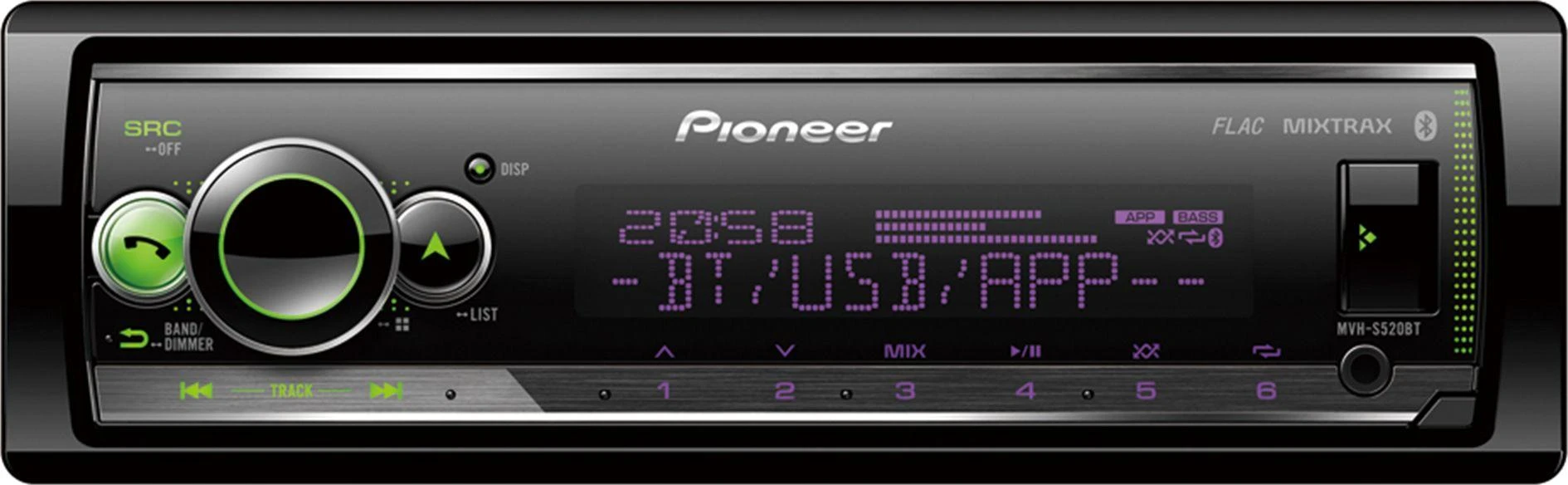 Pioneer MVH-S520BT automobilio grotuvas su ekranu