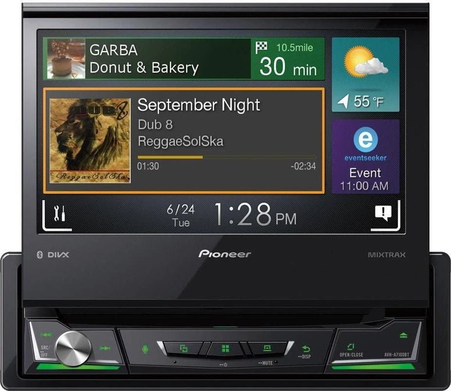 Pioneer AVH-A7100BT su aktyviu skaitmeniniu ekranu