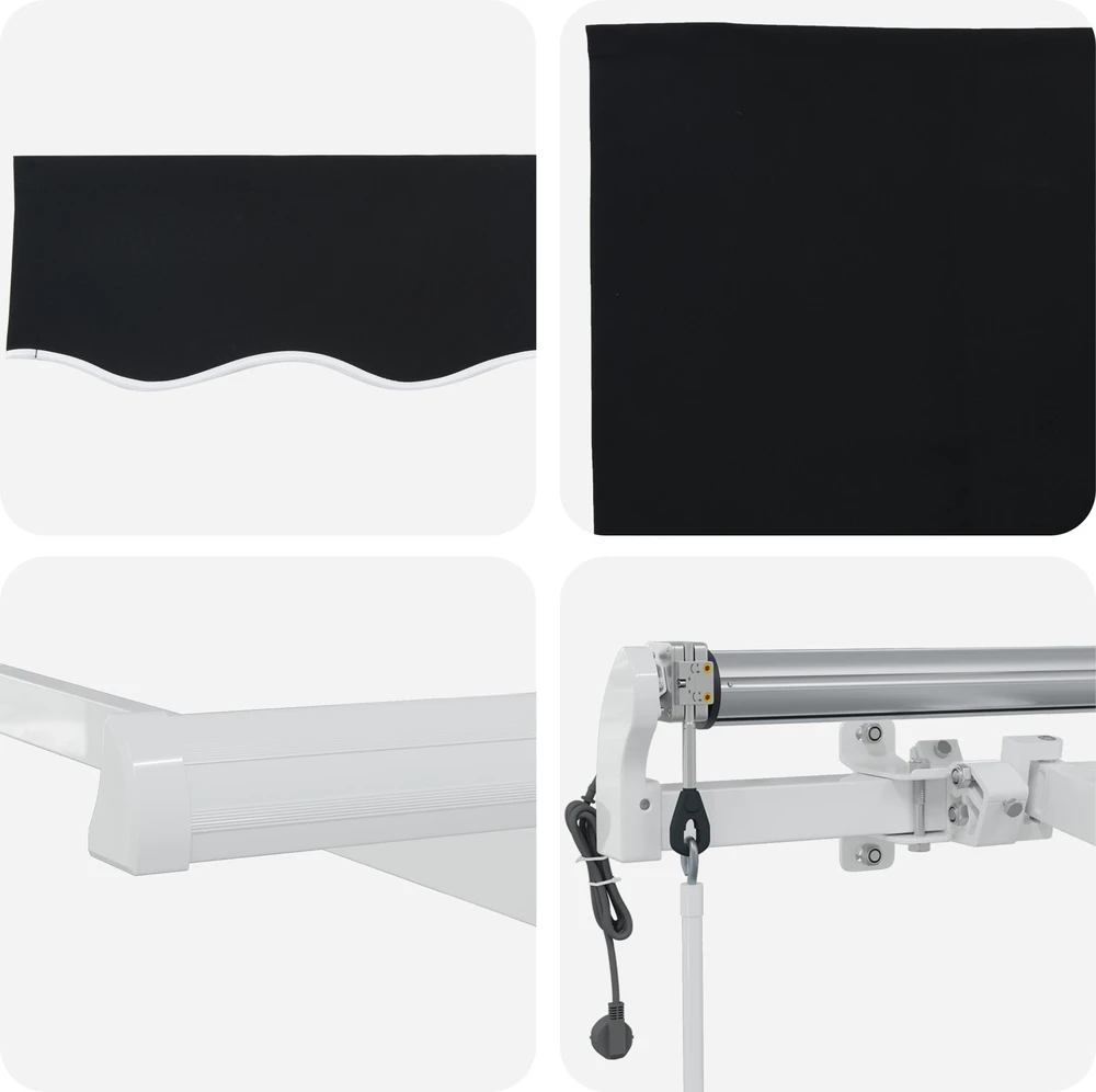Ištraukiama markizė Juoda 300 x 250 cm Audinys ir aliuminis