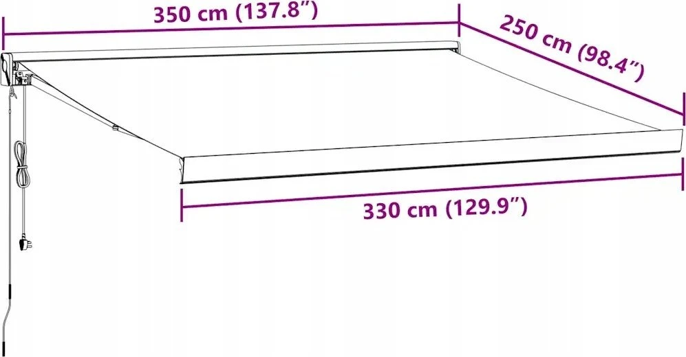 Automatinė ištraukiama markizė, bordo spalvos, 350x250cm