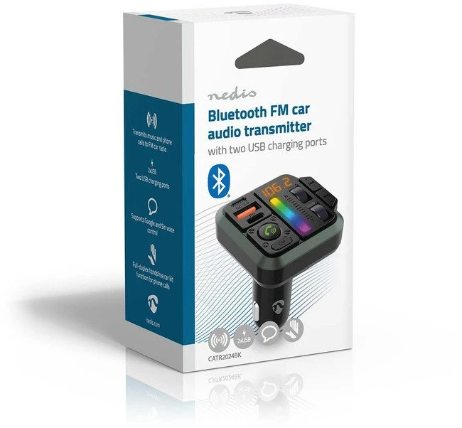 Transmiter FM Nedis Transmiter FM automobilinis Nedis CATR2024BK Bluetooth 1" stały Juodas