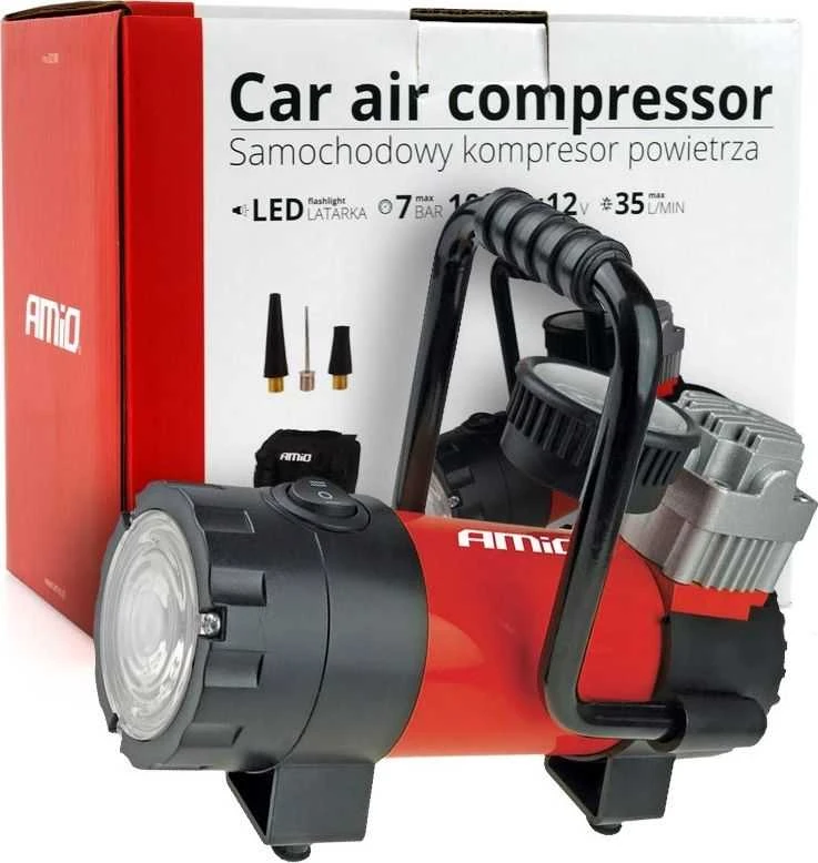 Automobilinis oro kompresorius HQ su LED apšvietimu 12V ACOMP-06 AMIO-02180