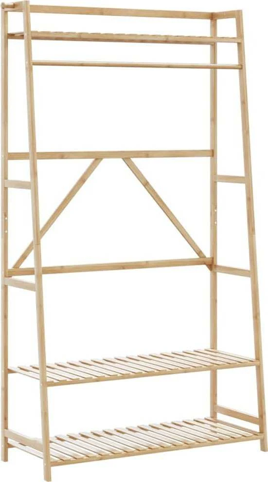 Autotune drabužių kabykla su lentynomis 110x40x180 cm bambuko