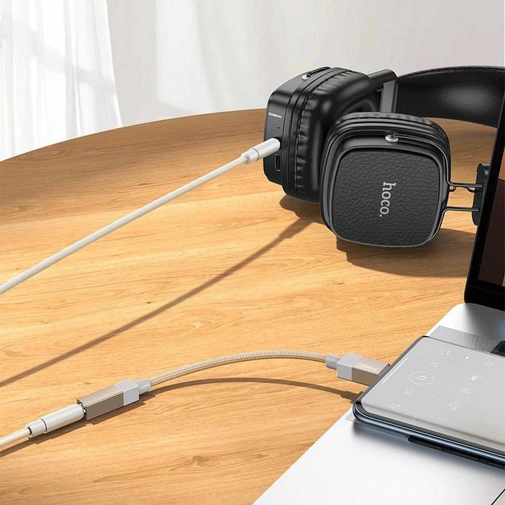Adapteris AUX USB C (vyras) į Jack 3,5 mm (lizdas) Hoco UPA32C auksinis