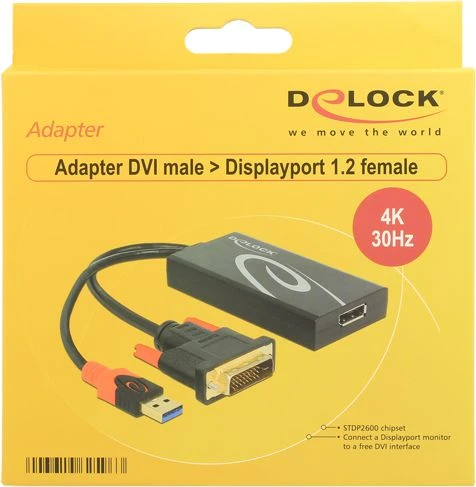 Delock adapterio kabelis DVI 24+1 kištukas > Displayport 1.2 mot